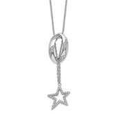 Sentimental Expressions Sterling Silver Rhodium-Rhodium-Plated CZ Catch a Falling Star 18in Necklace